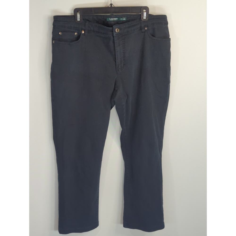 Lauren Ralph Lauren Black Tapered Down‎ Mid Rise Casual Slim Denim Womens 20W